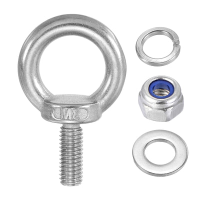 Harfington 3Pcs M8 x 20mm 304 Stainless Steel Lifting Shoulder Eye Bolt with Nuts Washers