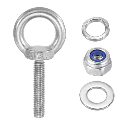 Harfington 5Pcs M8 x 40mm 304 Stainless Steel Lifting Shoulder Eye Bolt with Nuts Washers