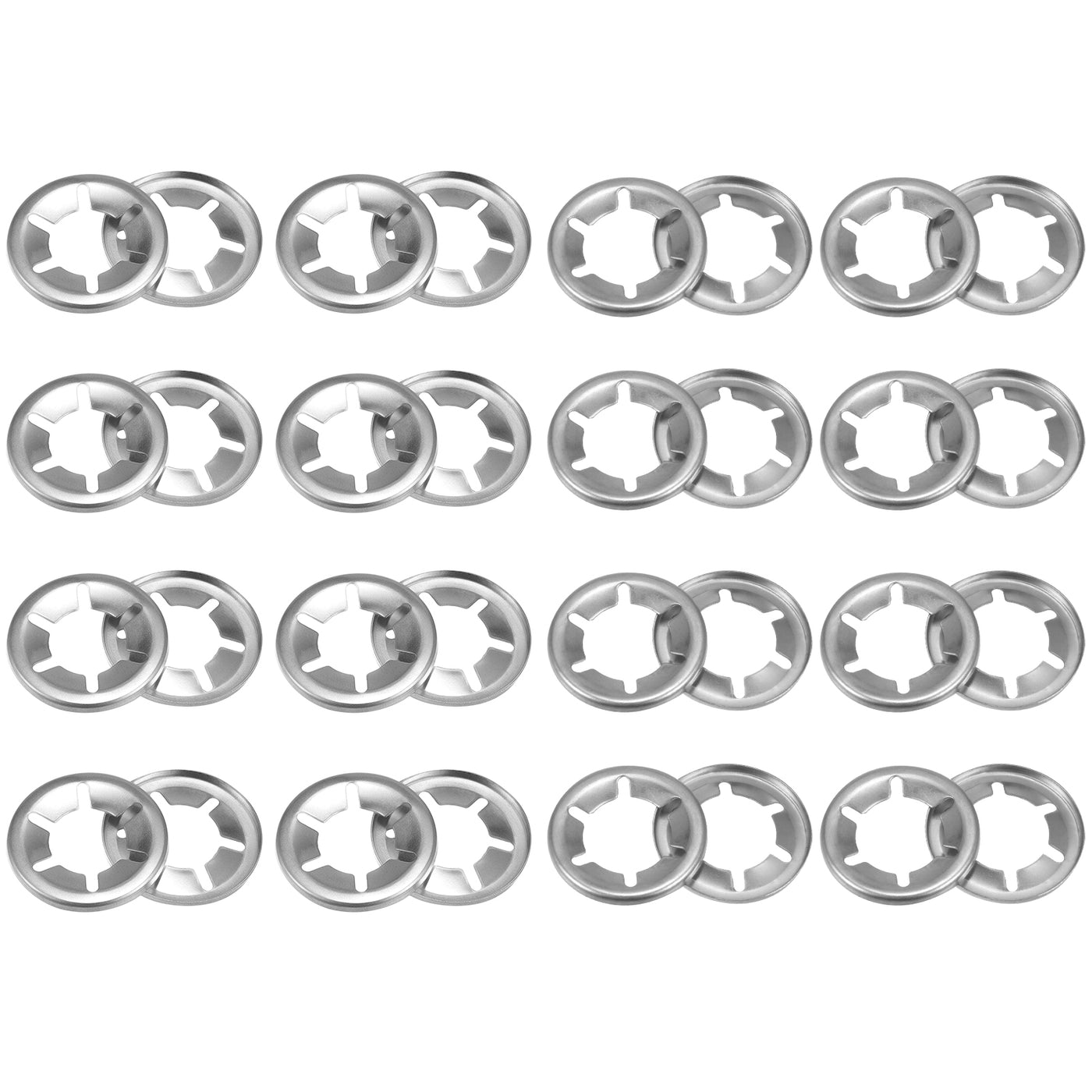 uxcell Uxcell 20pcs Internal Tooth Star Lock Washers Set M14 M16 Push on Retaining Clips Quick Speed Locking Washers, 304 Stainless Steel Push Nuts