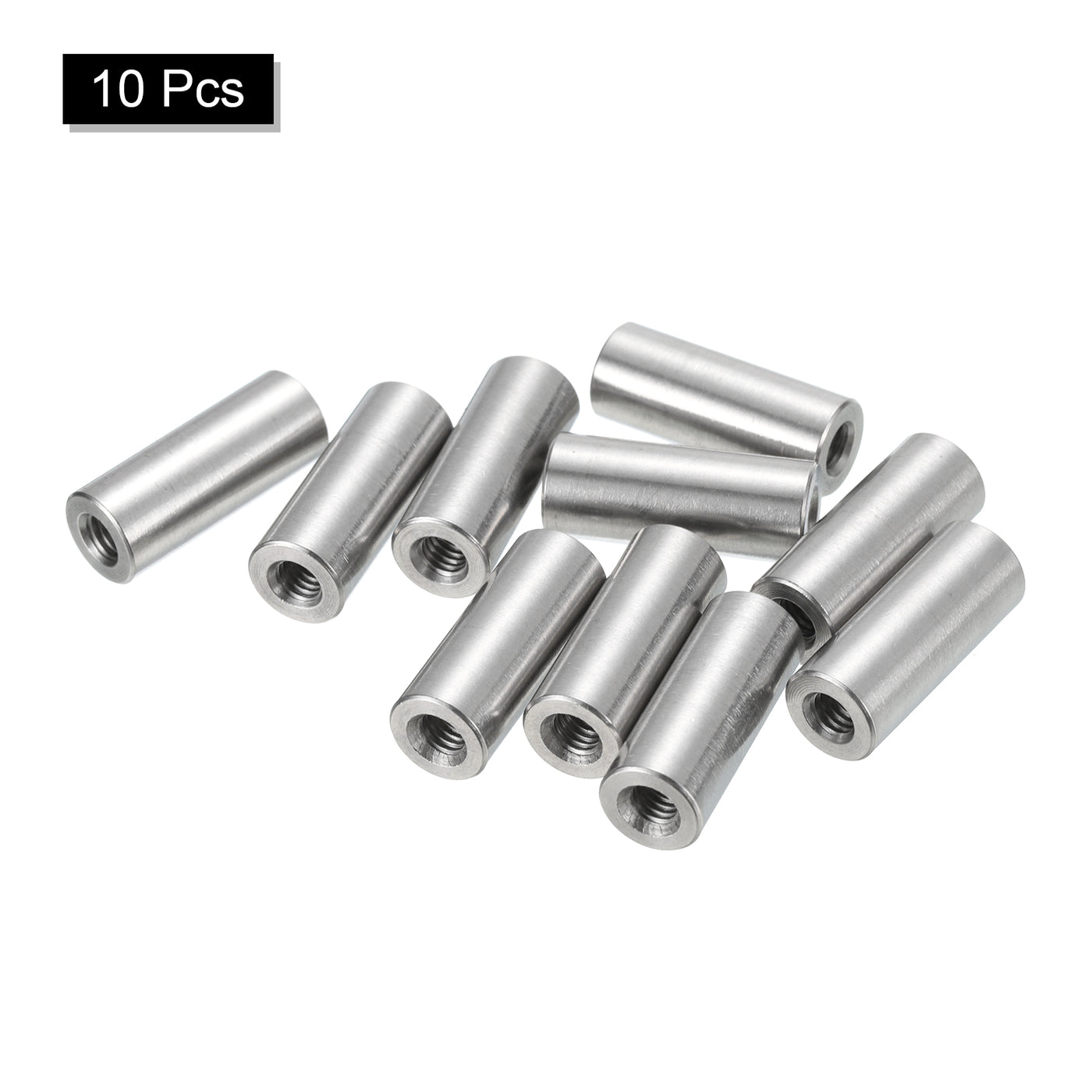 uxcell Uxcell 10Pcs Round Connector Nuts, M4x20x8mm Coupling Nut Sleeve Rod Bar Stud Nut