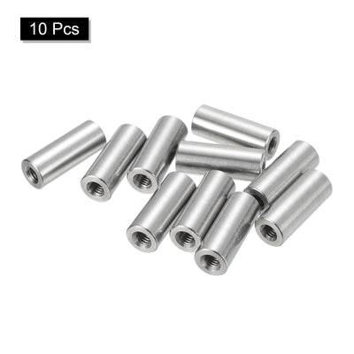 Harfington Uxcell 10Pcs Round Connector Nuts, M4x20x8mm Coupling Nut Sleeve Rod Bar Stud Nut