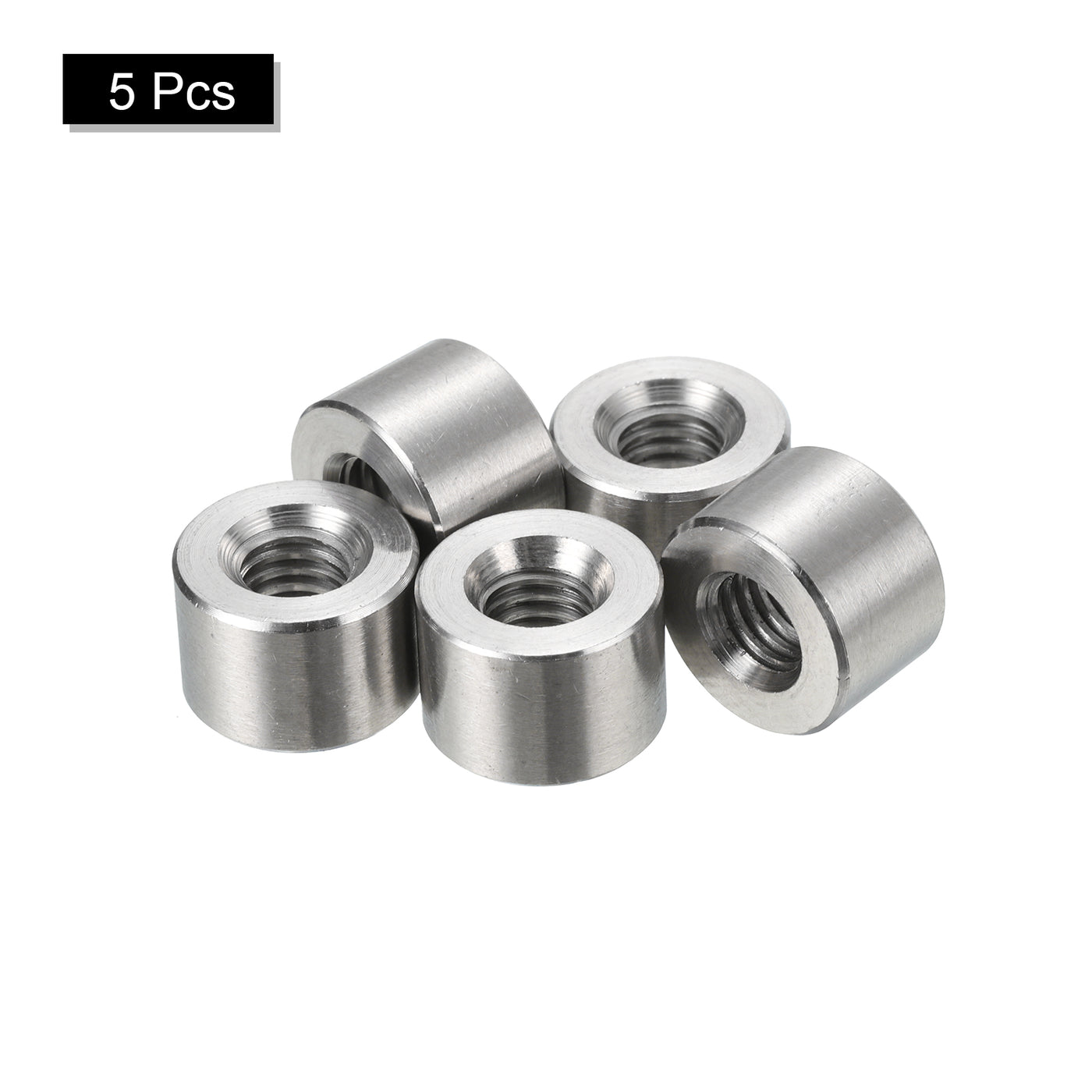 uxcell Uxcell 5Pcs Round Connector Nuts, M6x8x12mm Coupling Nut Sleeve Rod Bar Stud Nut