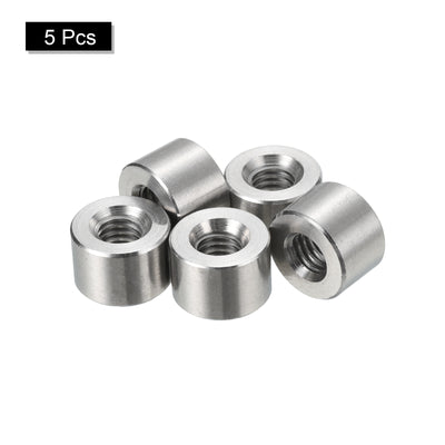 Harfington Uxcell 5Pcs Round Connector Nuts, M6x8x12mm Coupling Nut Sleeve Rod Bar Stud Nut