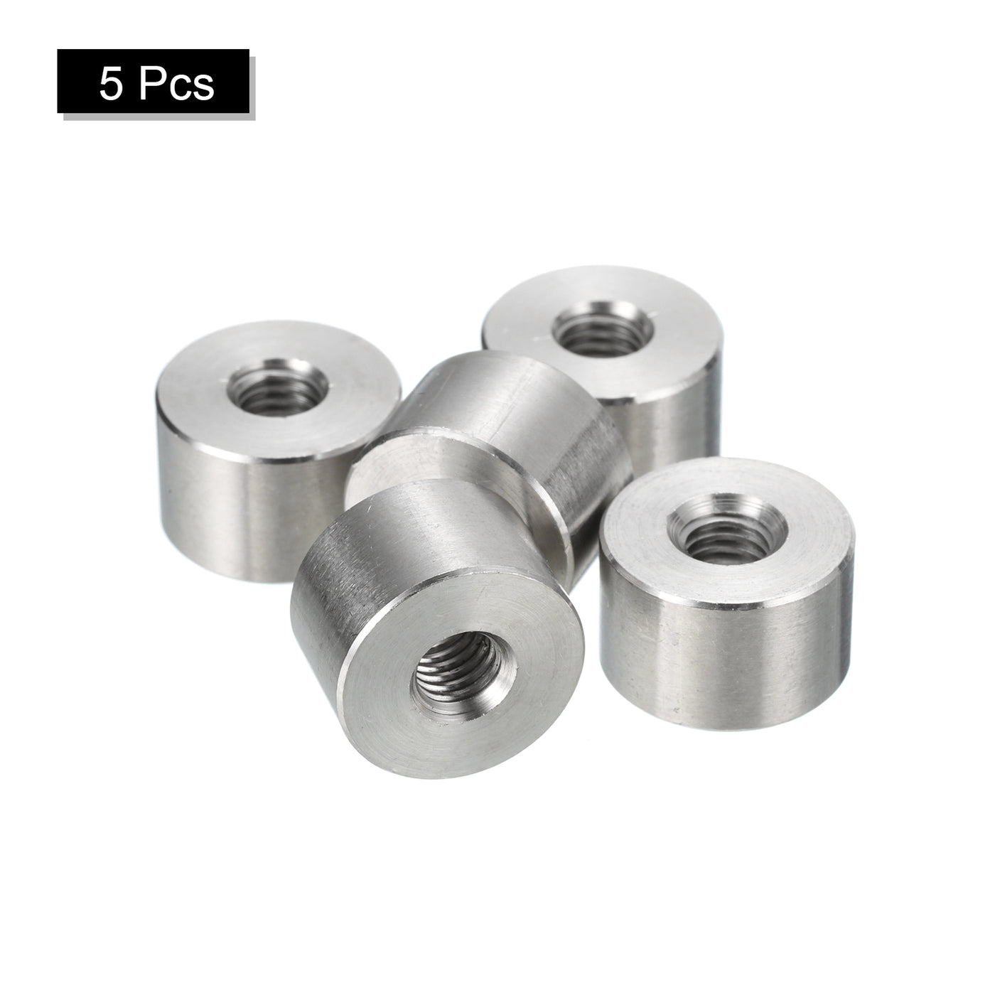 uxcell Uxcell 5Pcs Round Connector Nuts, M6x10x16mm Coupling Nut Sleeve Rod Bar Stud Nut