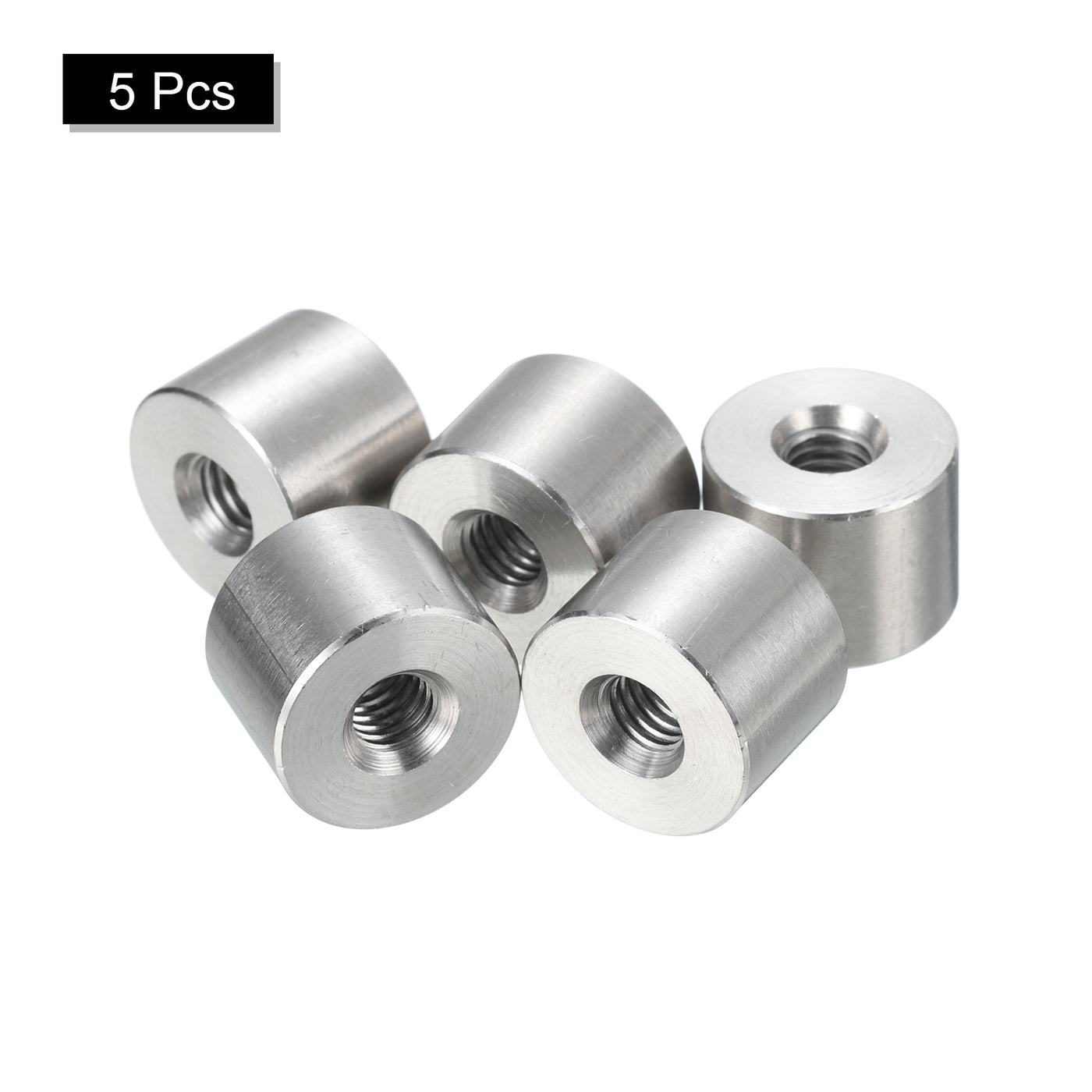 uxcell Uxcell 5Pcs Round Connector Nuts, M6x12x16mm Coupling Nut Sleeve Rod Bar Stud Nut