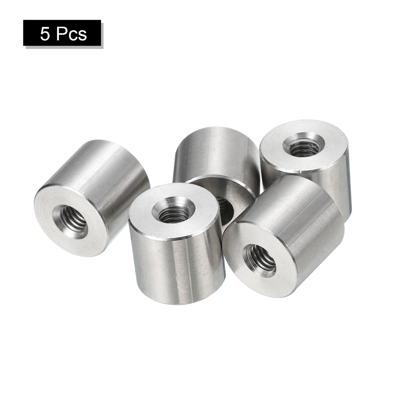 uxcell Uxcell 5Pcs Round Connector Nuts, M6x15x16mm Coupling Nut Sleeve Rod Bar Stud Nut