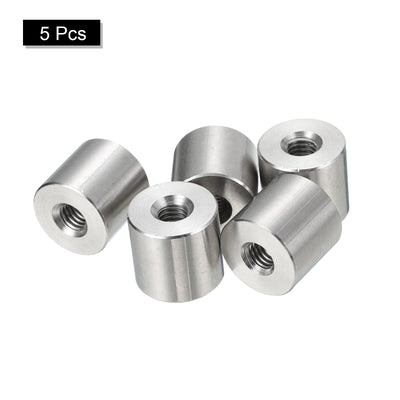 Harfington Uxcell 5Pcs Round Connector Nuts, M6x15x16mm Coupling Nut Sleeve Rod Bar Stud Nut