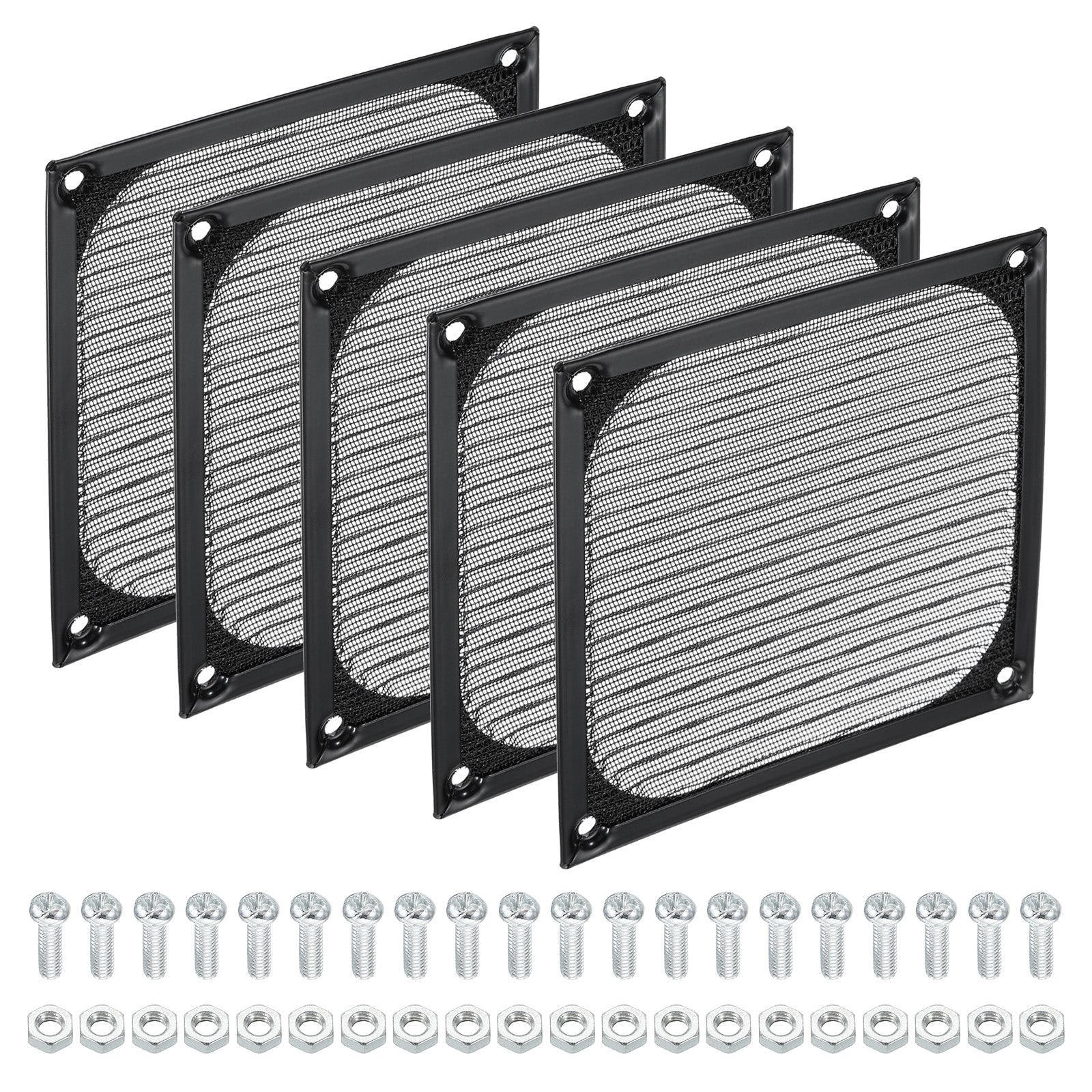 120mm Computer Fan Filter Grill with Screws, 5 Pack Aluminum Frame with ...
