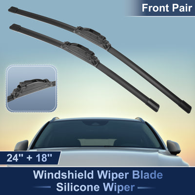 Harfington 2pcs 24"+18" Silicone Front Windshield Wiper Blade for Hyundai I30 2007-2012 Windscreen Wiper OE Replacement Set All-Seasons J / U Hook