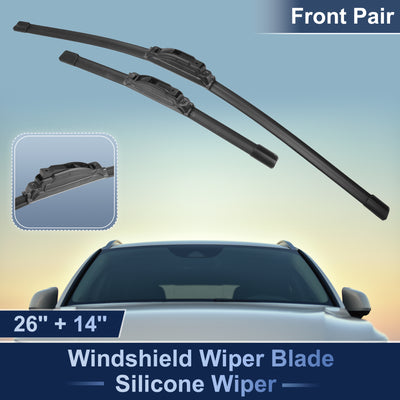 Harfington 2pcs 26"+14" Silicone Front Windshield Wiper Blade for Fiat 500 2007-2019 Windscreen Wiper OE Replacement Set All-Seasons J / U Hook
