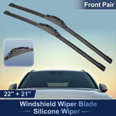 Harfington 2pcs 22"+21" Silicone Front Windshield Wiper Blade for Jeep Cherokee 2014-2019 Windscreen Wiper OE Replacement Set All-Seasons J / U Hook