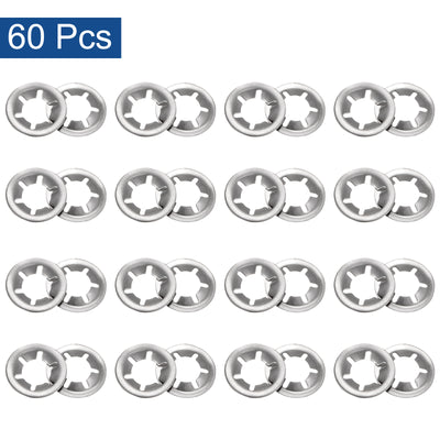 Harfington Uxcell 60pcs Internal Tooth Star Lock Washers M10 Stainless Steel Starlock Push Nuts