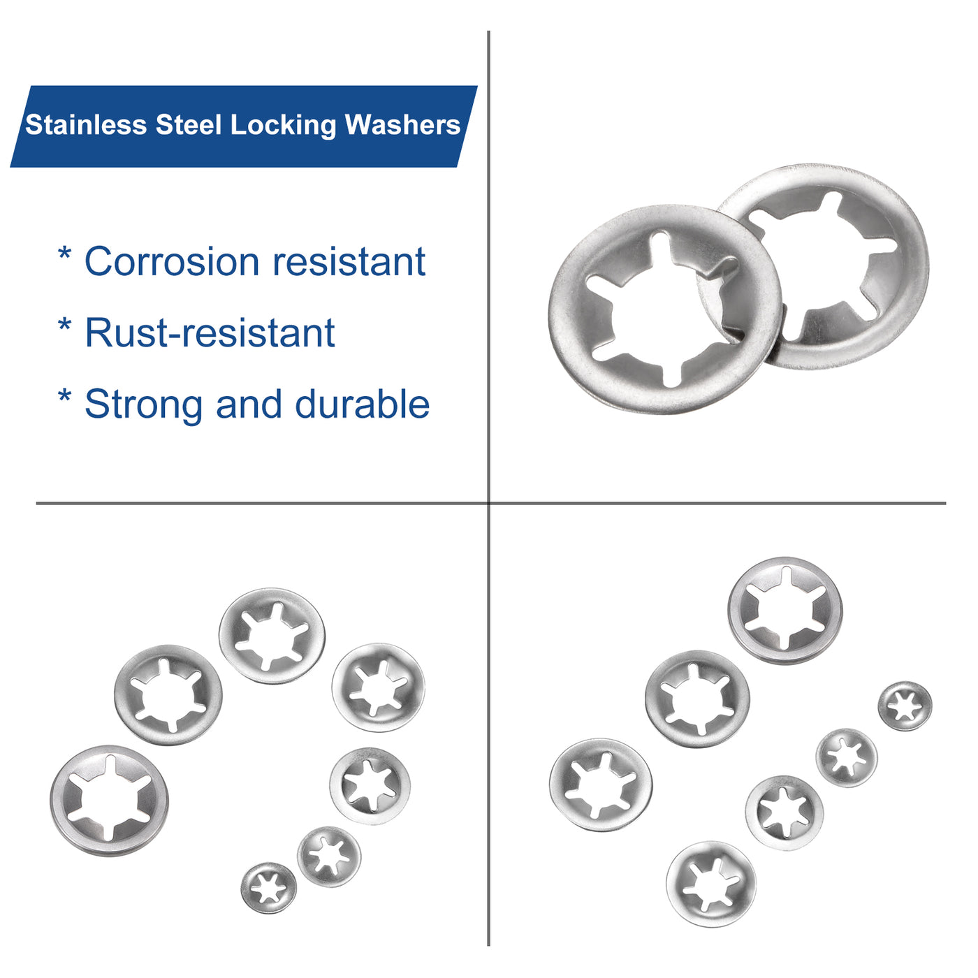 uxcell Uxcell 60pcs Internal Tooth Star Lock Washers M10 Stainless Steel Starlock Push Nuts