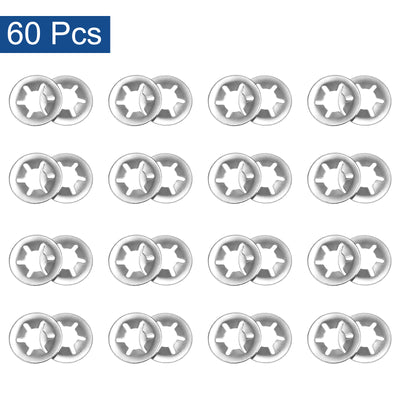 Harfington Uxcell 60pcs Internal Tooth Star Lock Washers M8 Stainless Steel Starlock Push Nuts