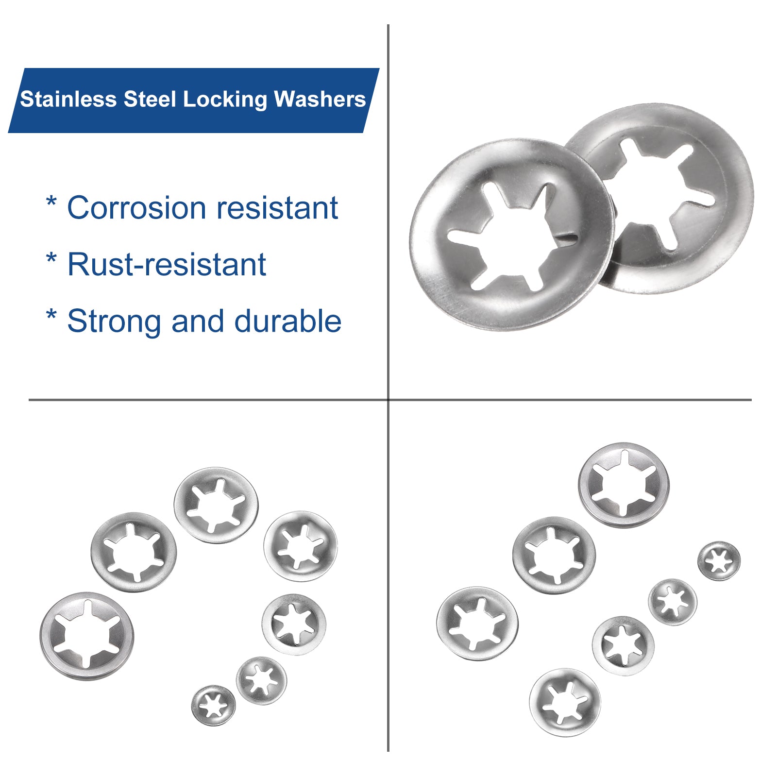 Uxcell 120pcs Internal Tooth Star Lock Washers M6 Stainless Steel Starlock Push Nuts Harfington