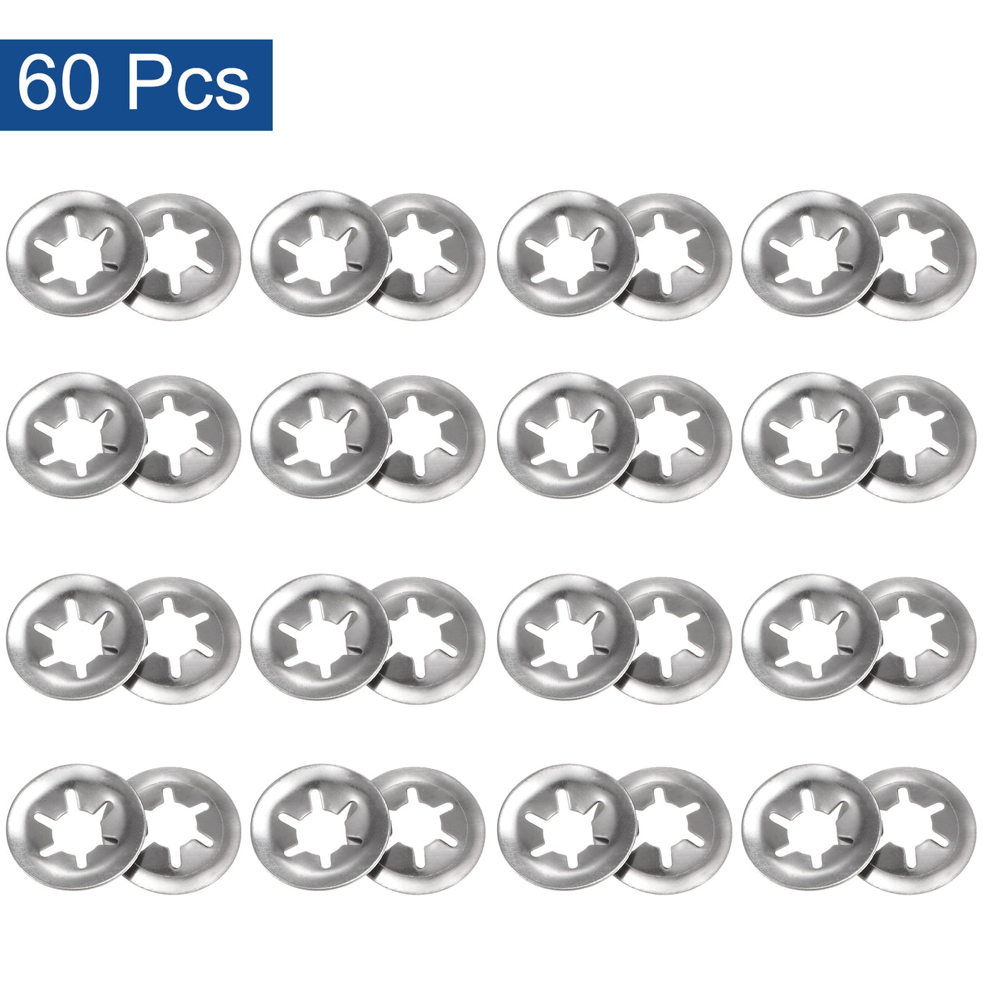 uxcell Uxcell 60pcs Internal Tooth Star Lock Washers M6 Stainless Steel Starlock Push Nuts