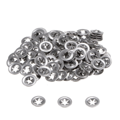 Harfington Uxcell 120pcs Internal Tooth Star Lock Washers M3 Push on Retaining Clips Quick Speed Locking Washers, 304 Stainless Steel Starlock Push Nuts