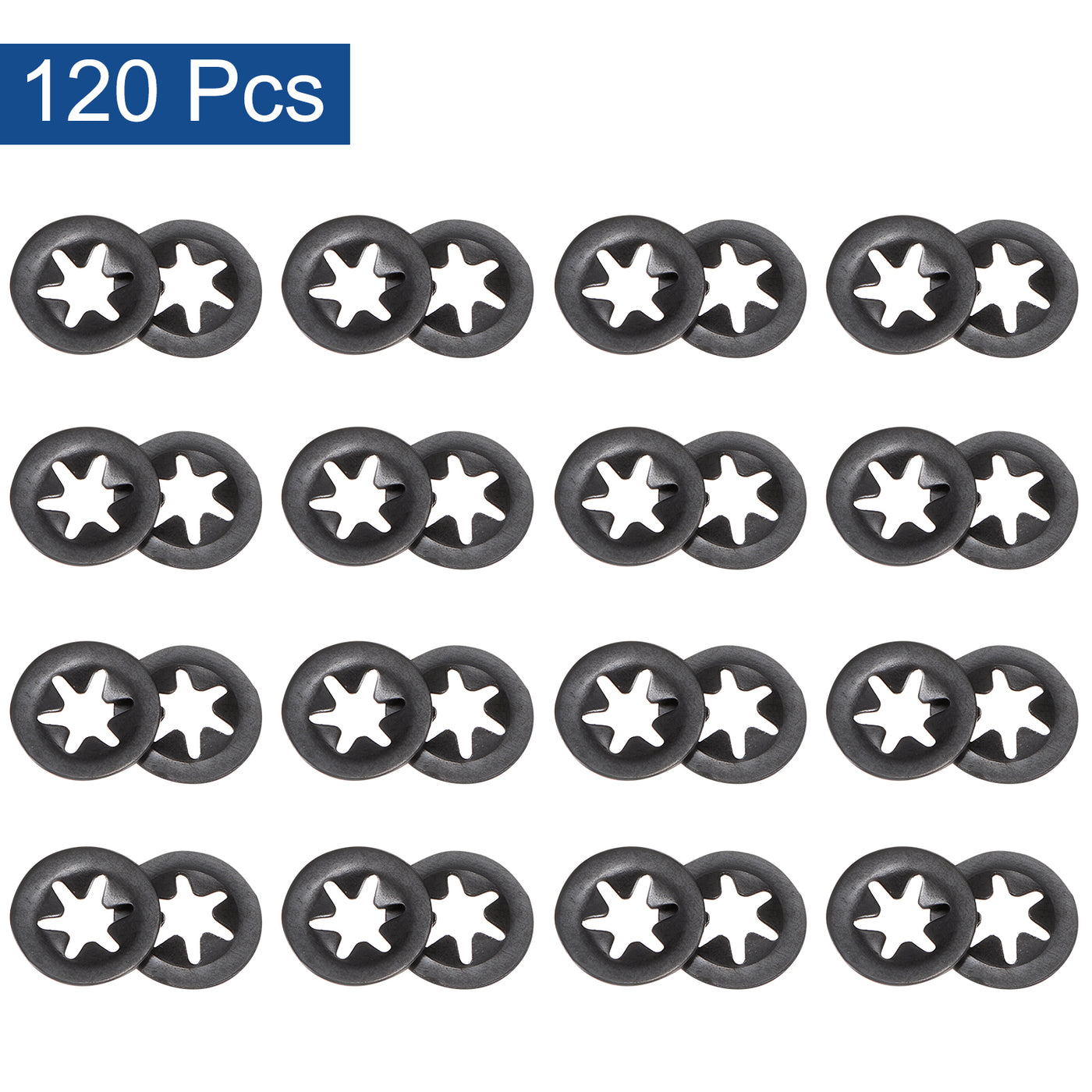 uxcell Uxcell 120pcs Internal Tooth Star Lock Washers M3 Push on Retaining Clips Quick Speed Locking Washers, 65Mn Steel Starlock Push Nuts