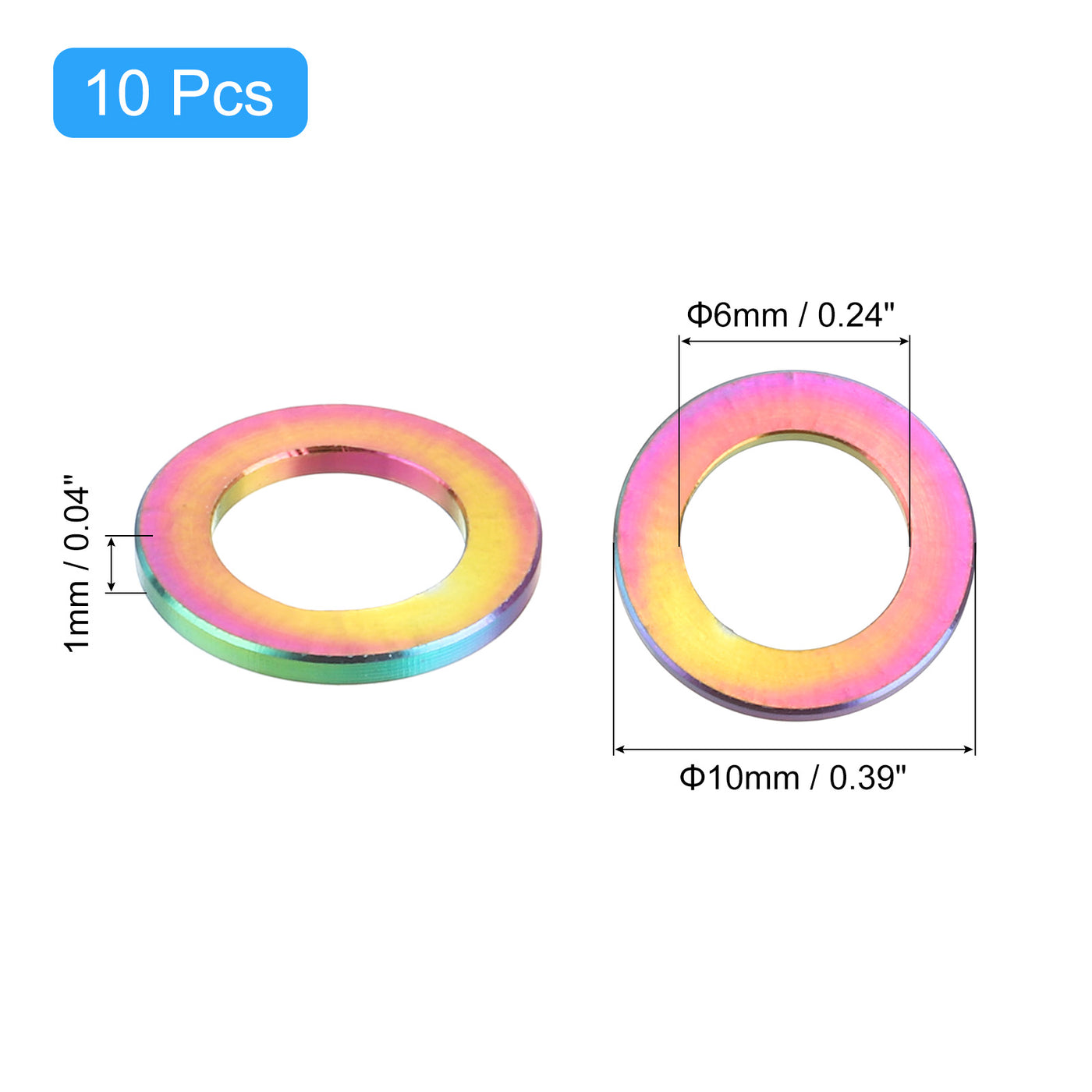 uxcell Uxcell 10 Pcs M6 Titanium Flat Washer Metric Flat Washer Multicolor