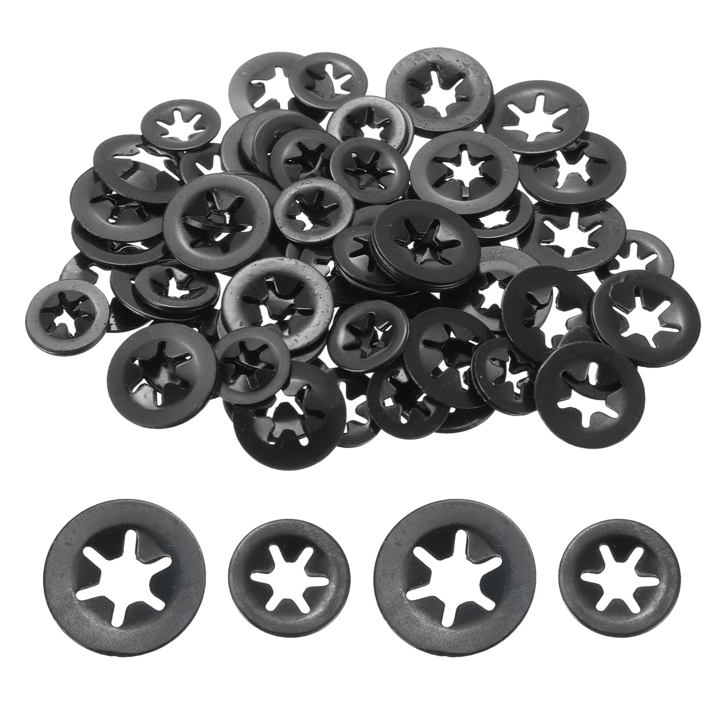 uxcell Uxcell 100pcs Internal Tooth Star Lock Washers M3 M4 Speed Locking Washers, 65Mn Steel