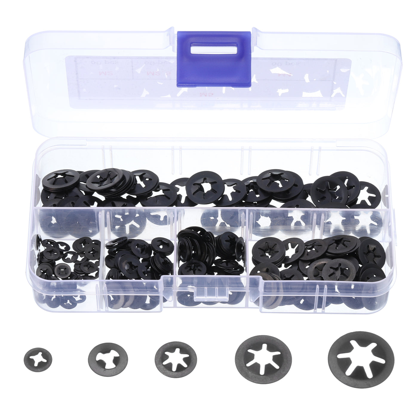 uxcell Uxcell 300pcs Internal Tooth Star Lock Washers M2 M2.5 M3 M4 M5, 65Mn Steel Push Nuts