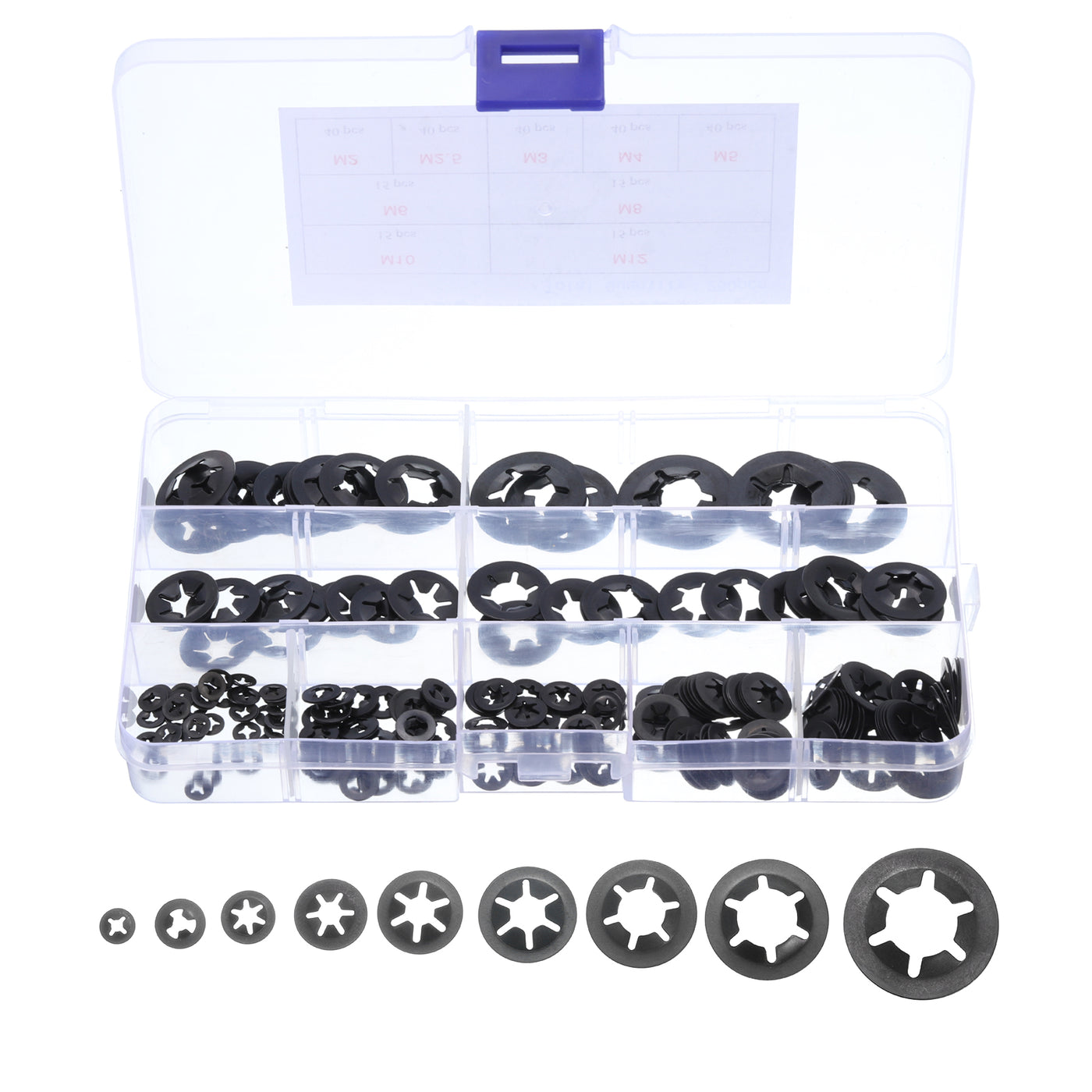 uxcell Uxcell 260pcs Internal Tooth Lock Washers M2 M2.5 M3 M4 M5 M6 M8 M10 M12, 65Mn Steel