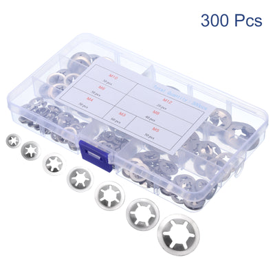 Harfington Uxcell 300pcs Internal Tooth Star Lock Washers M3 M4 M5 M6 M8 M10 M12, Stainless Steel