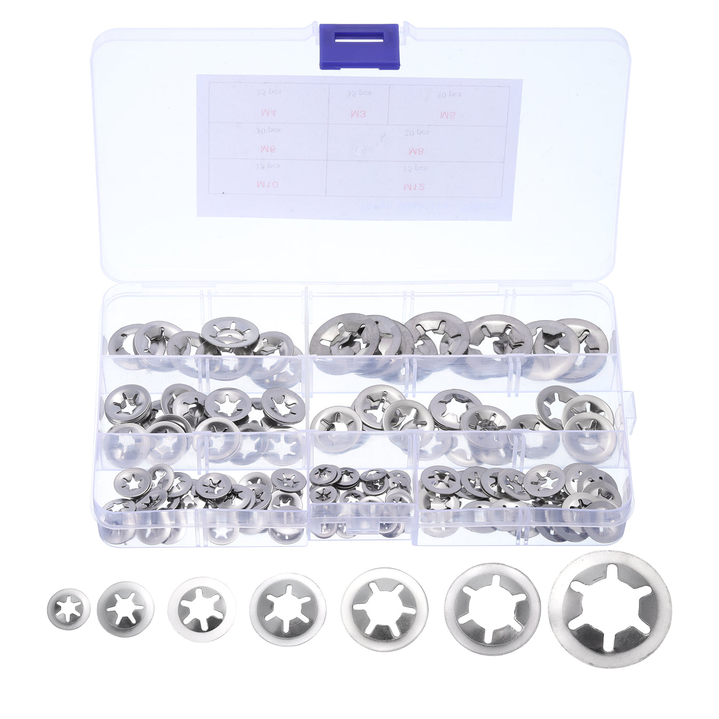 uxcell Uxcell 180pcs Internal Tooth Star Lock Washers M3 M4 M5 M6 M8 M10 M12, Stainless Steel
