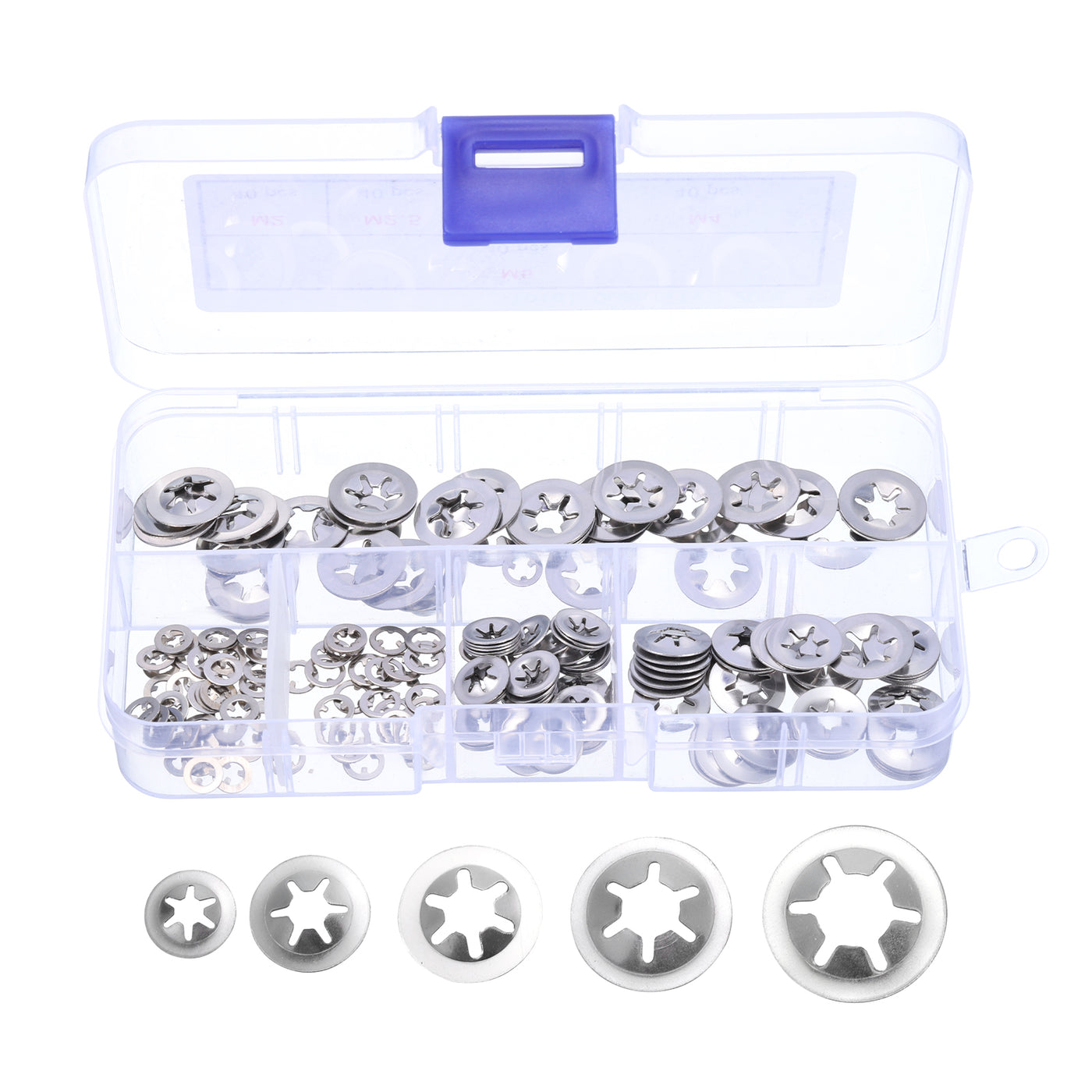 uxcell Uxcell 200pcs Internal Tooth Star Lock Washers Set M2 M2.5 M3 M4 M5, Stainless Steel