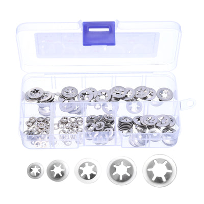 Harfington Uxcell 200pcs Internal Tooth Star Lock Washers Set M2 M2.5 M3 M4 M5, Stainless Steel