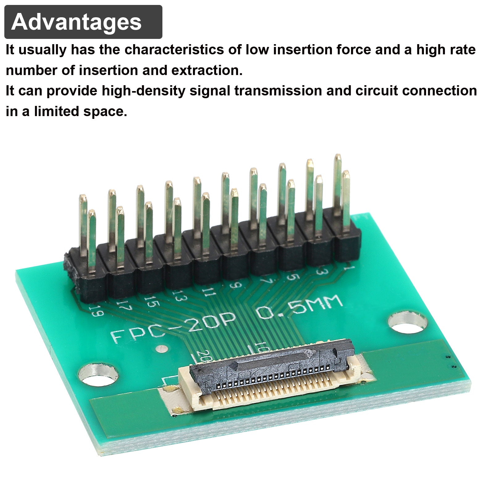 2pcs FFC FPC Connector Board 20 Pin Double Row Male Pin Header Strip ...