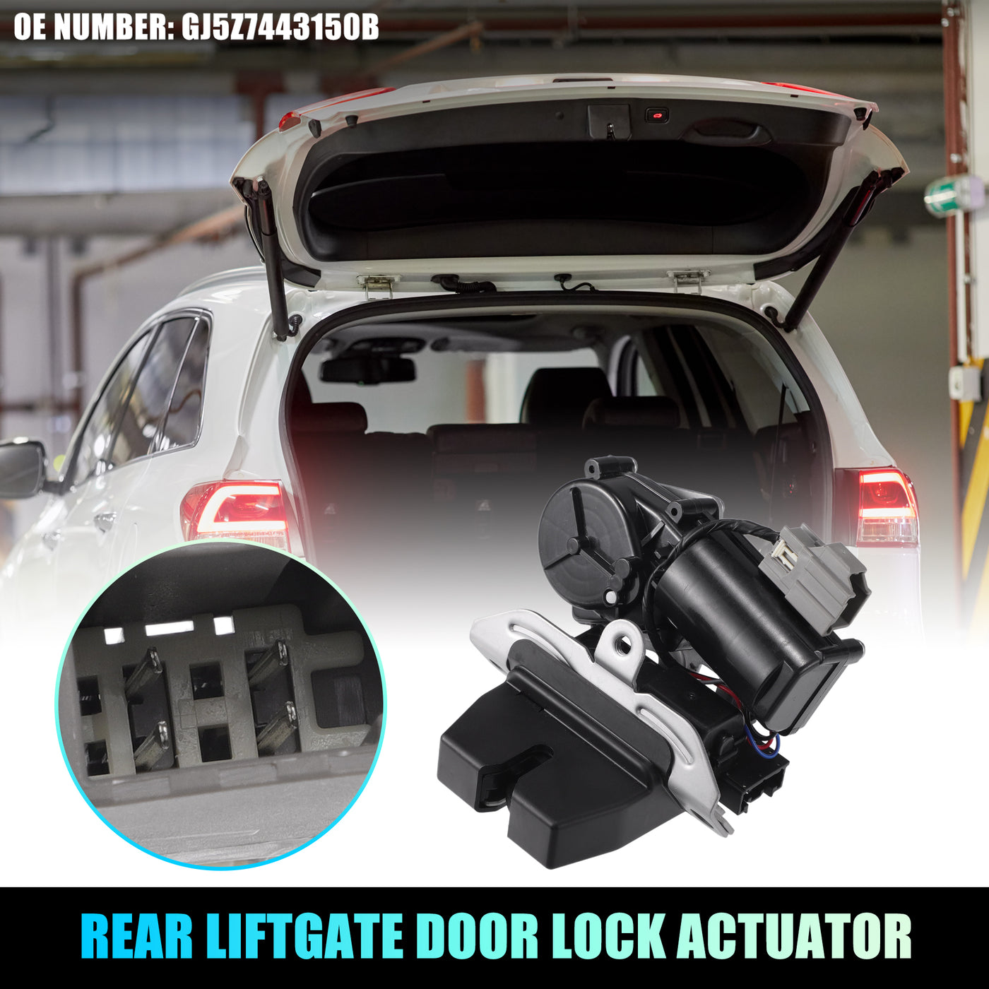 X AUTOHAUX Replacement Rear Liftgate Door Lock Actuator for Ford Escape 2018-2019 Tailgate Latch Assembly No.GJ5Z7443150B Black