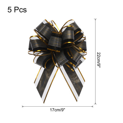 Harfington 5pcs 7 Inch Large Pull Bow Gift Wrapping Bows Ribbon Organza Bows Black for Wedding Baskets Presents Christmas Party