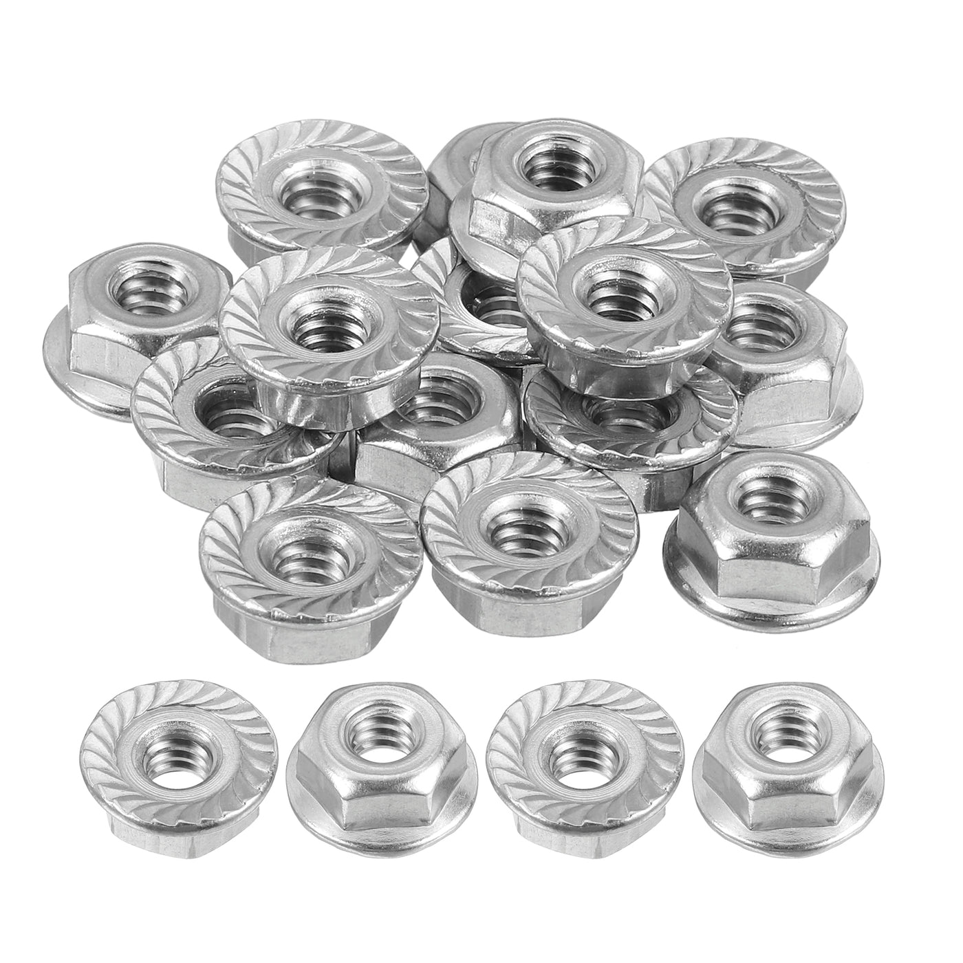 uxcell Uxcell #10-24 Serrated Flange Hex Lock Nuts, 15Pcs 304 Stainless Steel Flange Nut