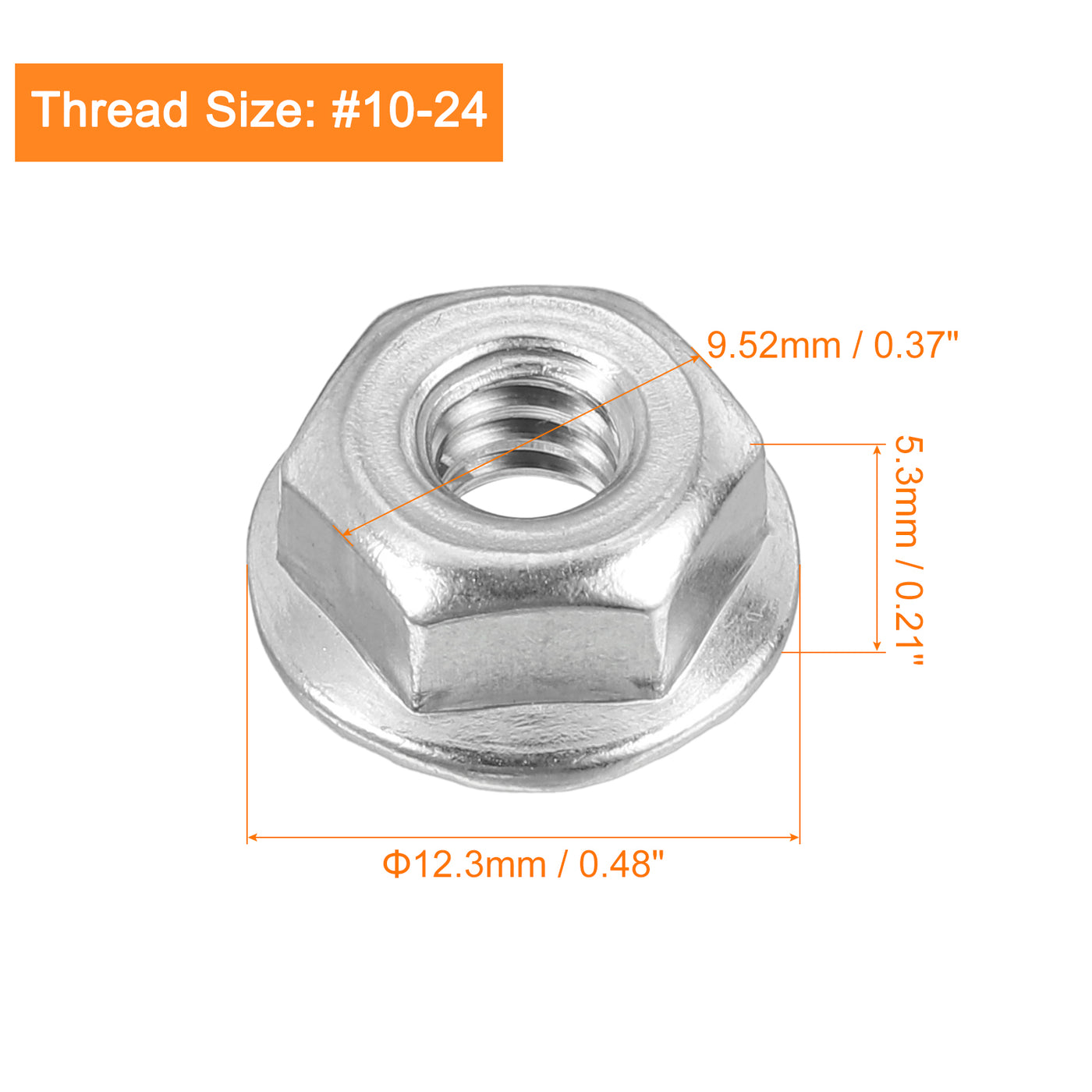 uxcell Uxcell #10-24 Serrated Flange Hex Lock Nuts, 20Pcs 304 Stainless Steel Flange Nut