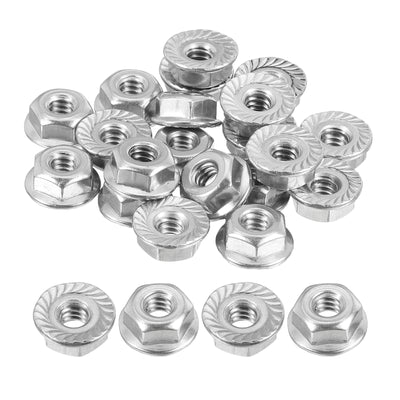 Harfington Uxcell #10-24 Serrated Flange Hex Lock Nuts, 20Pcs 304 Stainless Steel Flange Nut