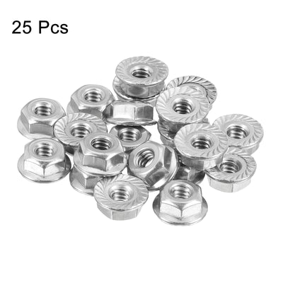 Harfington Uxcell #10-24 Serrated Flange Hex Lock Nuts, 25Pcs 304 Stainless Steel Flange Nut