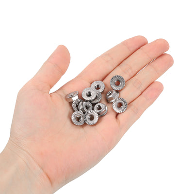 Harfington Uxcell #10-24 Serrated Flange Hex Lock Nuts, 25Pcs 304 Stainless Steel Flange Nut