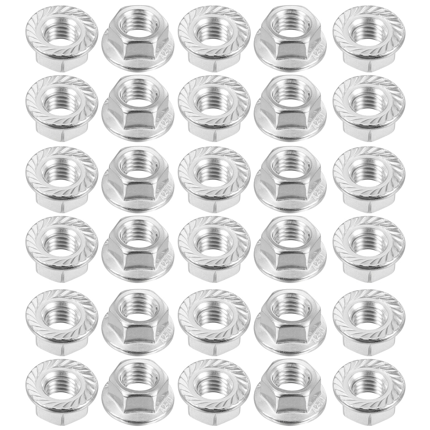 uxcell Uxcell M10x1.5mm Serrated Flange Hex Lock Nuts, 30Pcs Hexagon Flange Nut, Silver