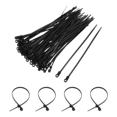 Harfington 250Pcs 9 Inch 44 Lbs Mounting Head Cable Zip Ties with Screw Hole Self-Locking Nylon Cable Tie 0.17" Wraps for Cord Management, Black