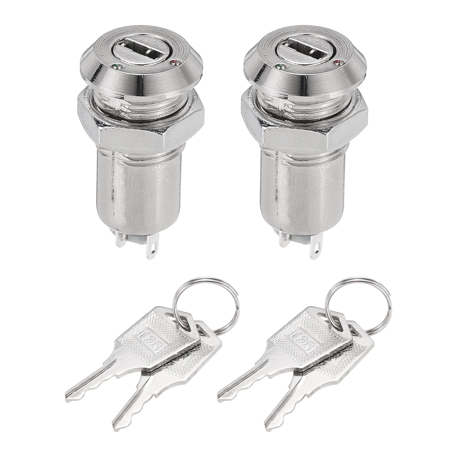 Uxcell 2Pcs 12mm 2 Positions on OFF Electric Key Lock Push Button ...