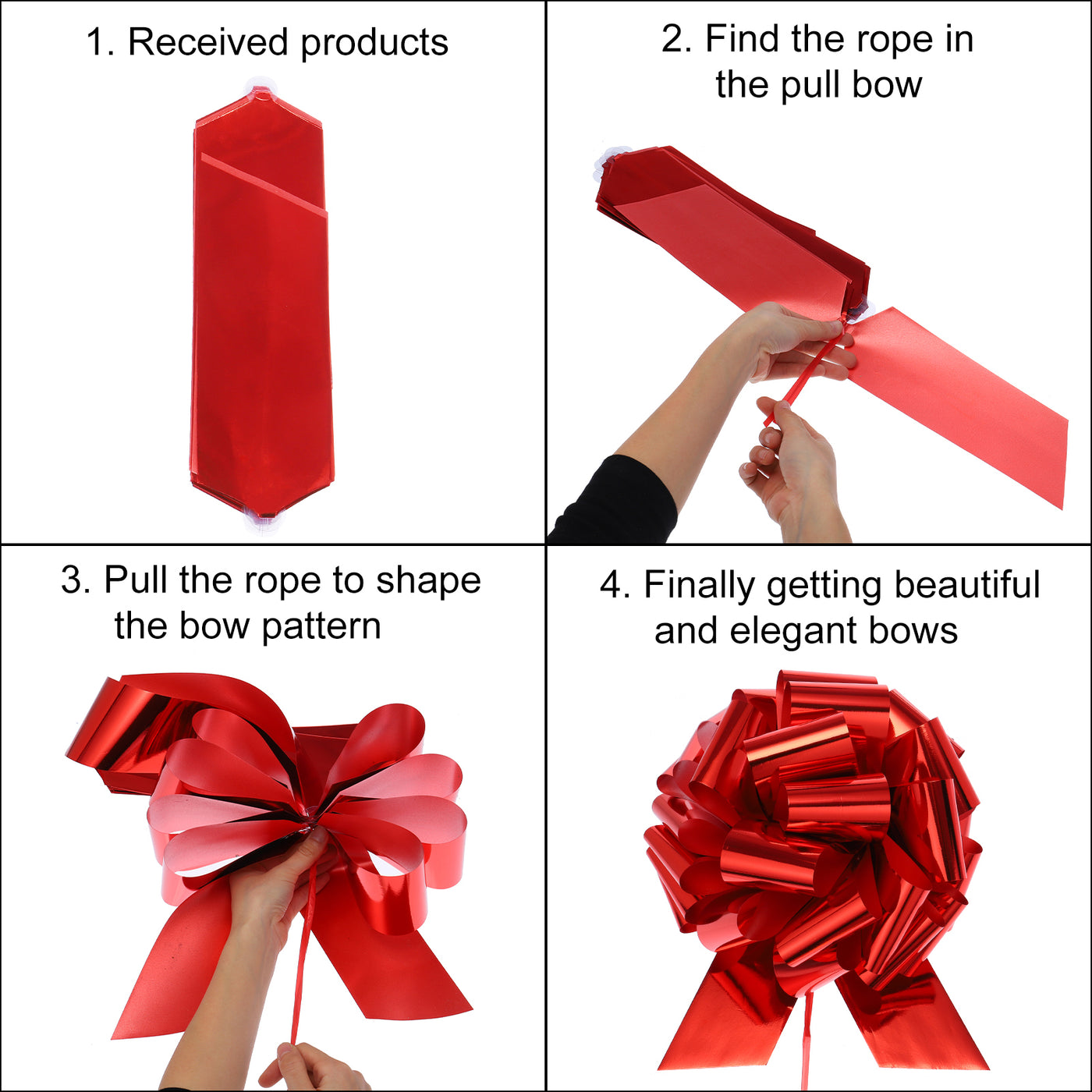 uxcell Uxcell 10pcs 11" Large Pull Bow Metallic Gift Wrapping Bows Ribbon Red