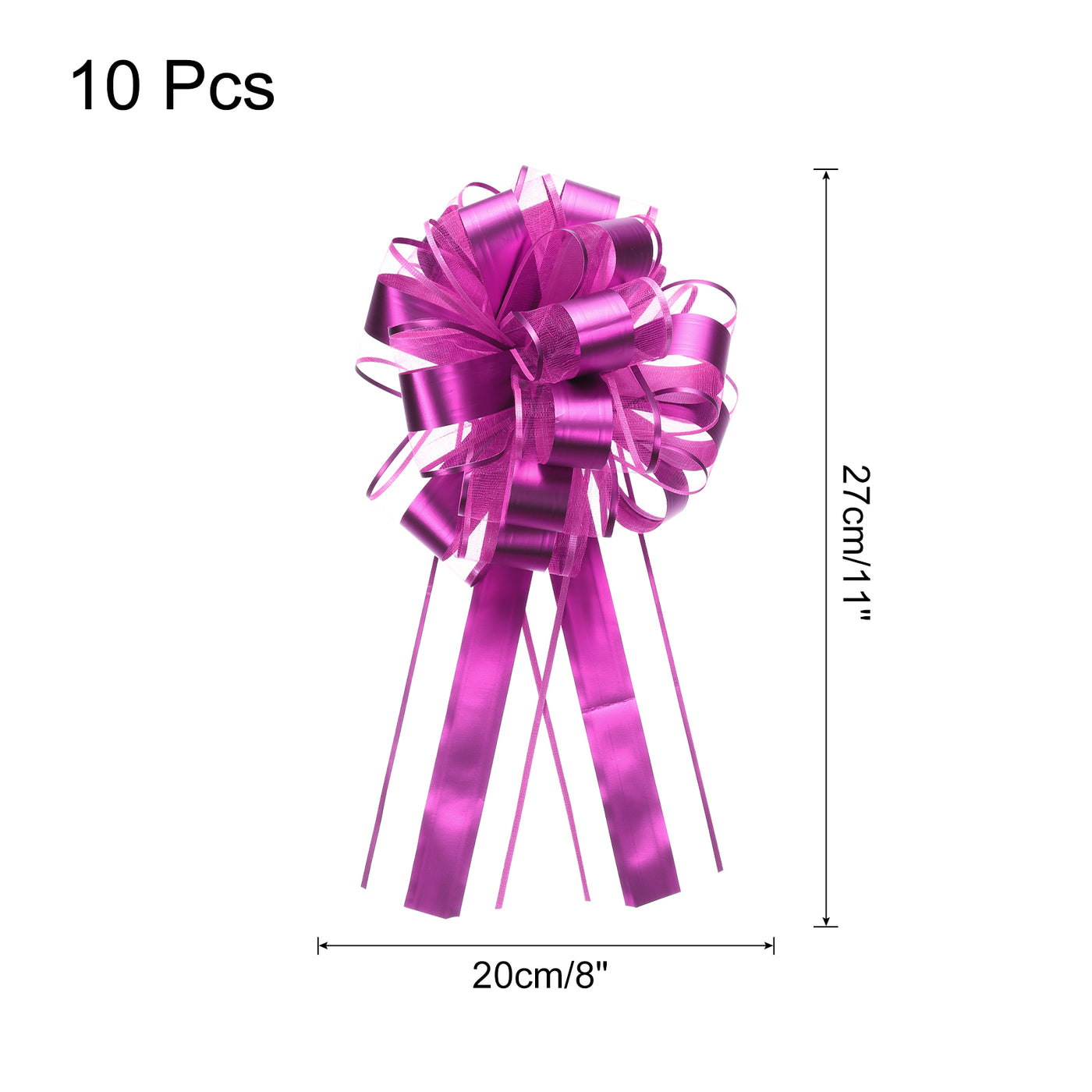 uxcell Uxcell 10pcs 11" Large Pull Bow Metallic Gift Wrapping Bows Ribbon Rose