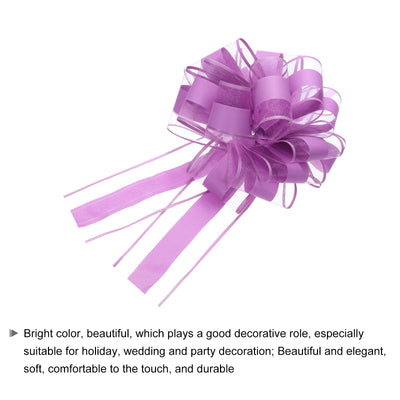 Harfington 10pcs 8 Inch Large Pull Bow Organza Gift Wrapping Bows Ribbon, Purple