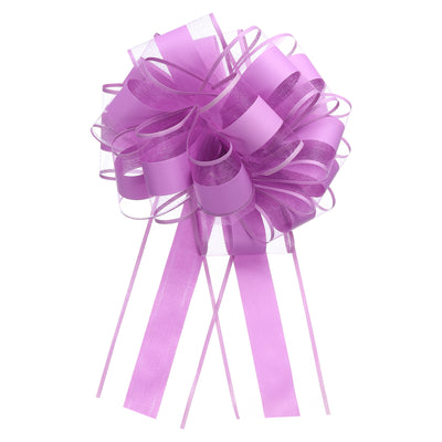 Harfington 20pcs 8 Inch Large Pull Bow Organza Gift Wrapping Bows Ribbon, Purple