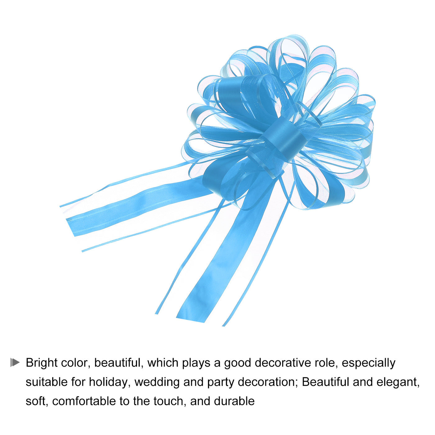 Harfington 10pcs 8 Inch Large Pull Bow Organza Gift Wrapping Bows Ribbon, Light Blue