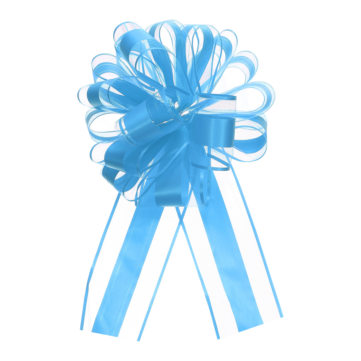 Harfington 10pcs 8 Inch Large Pull Bow Organza Gift Wrapping Bows Ribbon, Light Blue