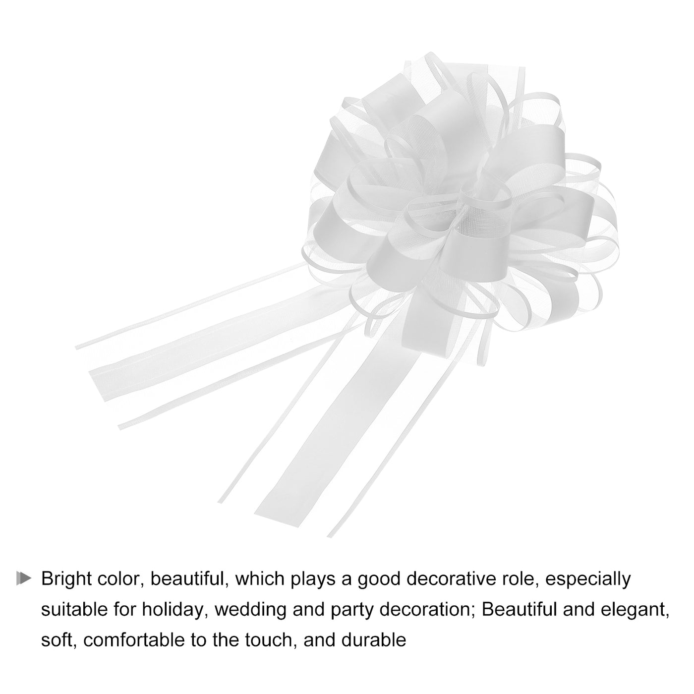 Harfington 10pcs 8 Inch Large Pull Bow Organza Gift Wrapping Bows Ribbon, White