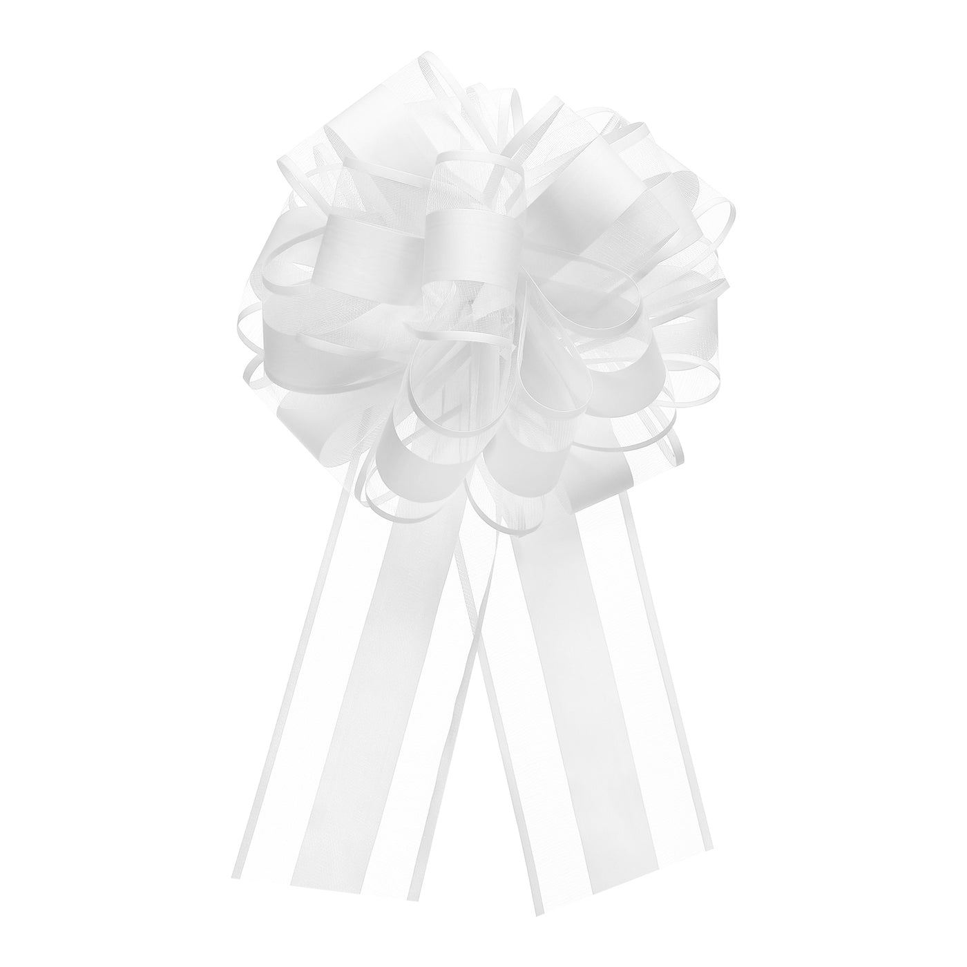 Harfington 10pcs 8 Inch Large Pull Bow Organza Gift Wrapping Bows Ribbon, White
