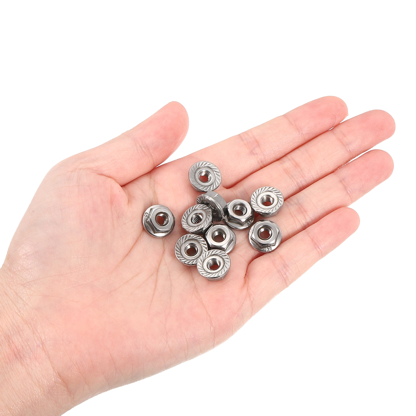 uxcell Uxcell #8-32 Serrated Flange Hex Lock Nuts, 15Pcs Hexagon Flange Nut, Silver